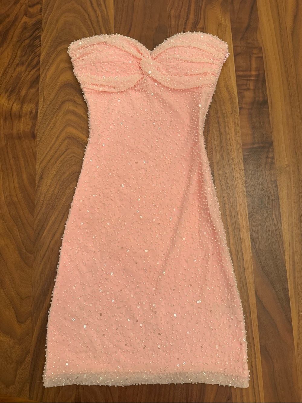 Windsor Strapless Sequin Bodycon Dress in Light Pink